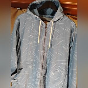 Blue Hooded Jacket with White Pattern